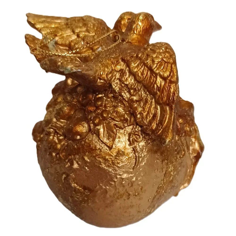 Holiday Gold Leaf Ornaments Handmade: 1 Gold Leaf Globe with Doves Ornament